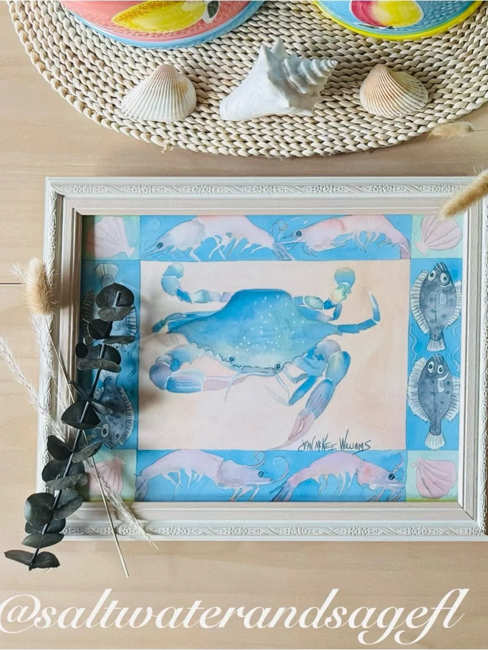 Blue Crab Watercolor Wall Art by Jennikee Williams